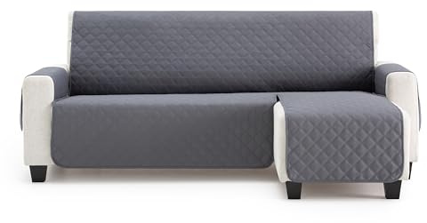 MAXIFUNDAS - Housse de canapé d'angle rembourrée Bras Droit 220 cm - Housse de canapé Extra Souple Gris - Housse de canapé avec Sangles arrière - Housse de Chaise Longue Protector canapé modèle Maui