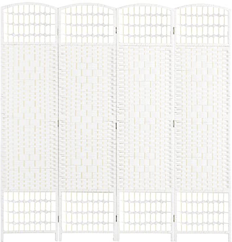 HOMCOM 4 Panel Folding Room Divider, Privacy Screen, Freestanding Paravent Partition Separator for Living Room, Bedroom and Office, 160 x 170cm, White