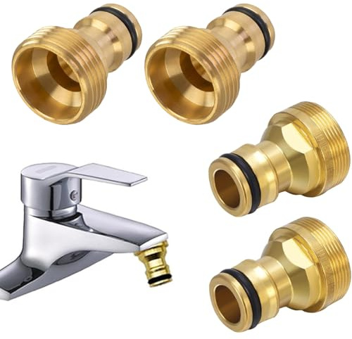 Uni-Fine 4 Stück 3/4 Zoll Universal Wasserhahn Anschlüsse Messing Male Wasserhahn Anschluss Wasserhahn Adapter Haushalt Anschluss für Mischpult Rohr Adapter