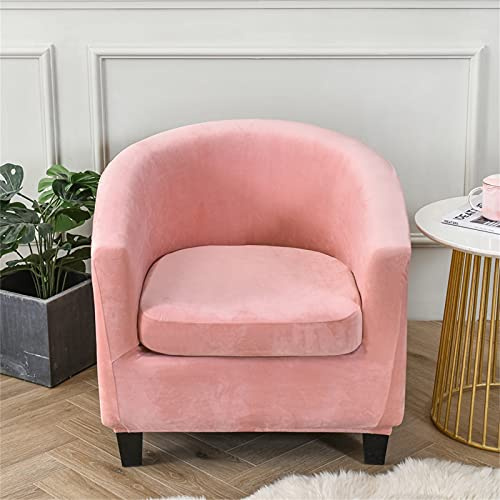 Morbuy Sesselbezug Stretch mit Armlehne, 2er Set Sessel Überzug Universal Sesselhussen Stretch Weich Sesselüberzug Elastisch Hussen für Clubsessel Cocktailsessel (Plüsch-Rosa)