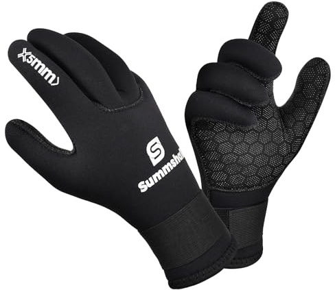 Summshall Guanti Sub 5mm Guanti Neoprene Donna Uomo Elastico Termico Guanti da Sub Anti Scivolo Guanti in Neoprene per Immersioni Subacquee Surf Snorkeling Pesca