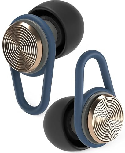 Hears Premium Earplugs with Advanced Filter Technology for Noise Reduction - High Fidelity Hearing Protection - Nightlife, Clubbing, Festivals, Concerts - 8 Ear Tips in XS, S, M, L - Brass Blue