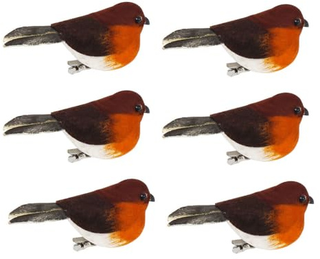 6x/12x Clip On Christmas Robins Cute Festive Xmas Tree Bird Decoration Ornament (6pcs, 10 * 4 * 3cm)