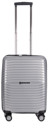 Stratic Bright+ Hartschalen-Koffer Trolley Handgepäck Koffer klein Reisekoffer, wasserabweisend, 4 Rollen, erweiterbar, TSA-Schloss (Größe S, Silver)