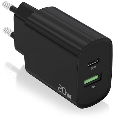 CARGADOR AISENS 20W 1xUSB-C PD3.0 1xUSB-A QC3.0 NEGRO