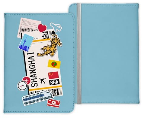 22Feels Shanghai Souvenir Reisepasshülle Organizer Reisen Gadgets China Asien Urlaub Kunst-Leder Etui Cover Frauen Männer Kinder