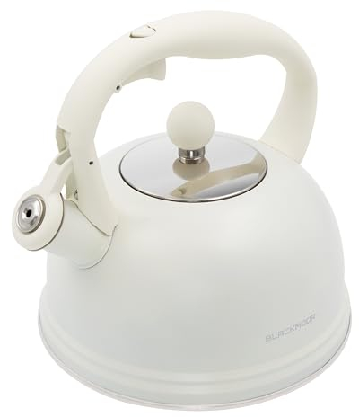 Blackmoor Callisto 2.5L Whistling Kettle for Gas Hob/Stove Top Kettle for Induction, Gas, Electric, Halogen/Stainless Steel with Spout, Lid and Rounded Handle (Ivory)