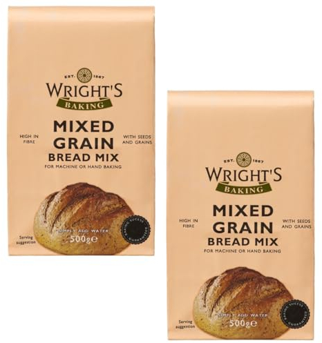 Mixed Grain Bread Mix, 500g (2 Pack), High in Fibre, With Seeds and Grains, For Machine or Hand Baking, Simply Add Water, Suitable for Vegetarians