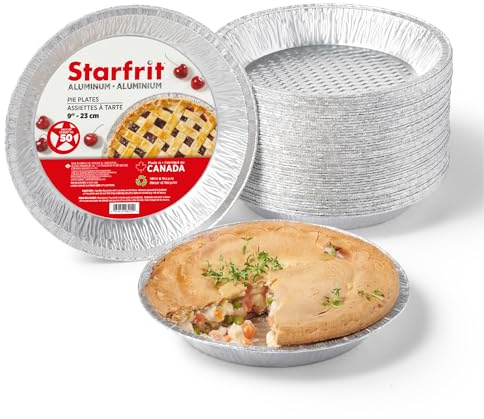 Starfrit 50-Pack 9” Deep Pie Plates (23 cm) - Recyclable - Disposable - Oven & Freezer Safe - Perfect for Baking Pies, Chicken Pot Pies & Quiches