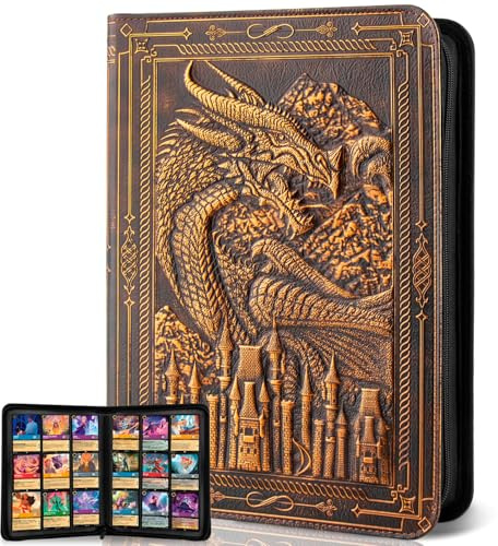 Pokemon Album de cartes à collectionner 9 pochettes pour album de cartes, portable, 360 pages de chargement pour un rangement sûr, parfait pour les collectionneurs (cuivre rouge)