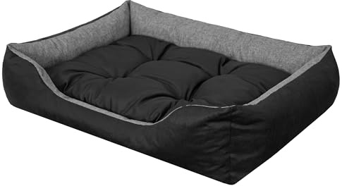 PillowPrim Hundebett - katzenkorb - kuscheliges Hundekissen - Hundekissen für extra große Hunde - erhöhte Ränder EInfach zu reinigen, XXL, 125x98 cm, Graphit