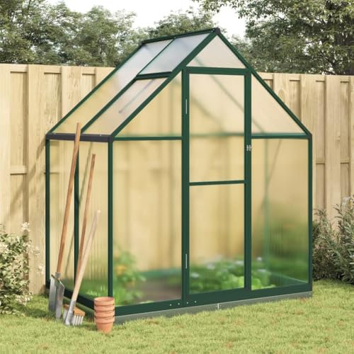 Tidyard Gewächshaus mit Fundamentrahmen UV-beständig Garten Treibhaus Pflanzenhaus Frühbeet Gartenhaus Tomatenhaus Tomatengewächshaus Grün 169x114x202 cm Aluminimum