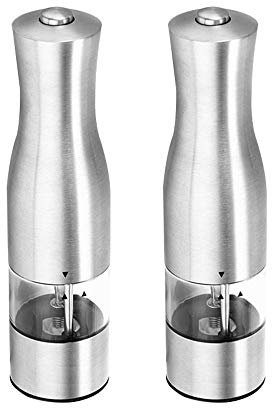 WYRMB Set di macina Sale e Pepe elettrici Professionali, dosatore Illuminato, Grana Regolabile con Lame in Ceramica, Funzionamento con Un Solo Tocco, Alimentazione a Batteria.