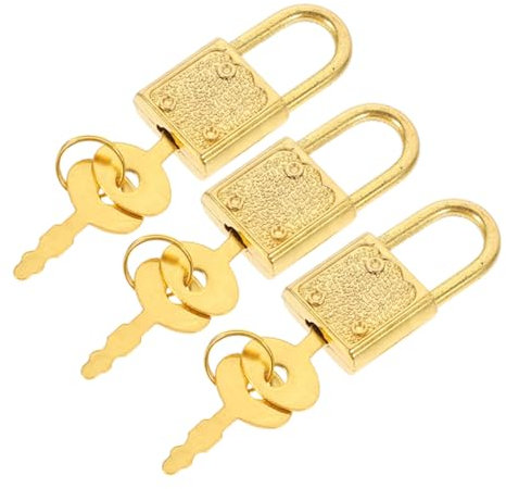 Toyvian 3pcs Small Locks Keys Decorative Padlock Latch for Wooden Treasure Chest Jewelry Box Buckle Pirate Treasure Chest Accessories for Cabinet and Drawer