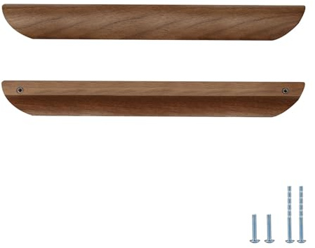 Evionlin 6 Stück Nussbaum Holz Quadratischer Winkel 365 mm Holz Windschutz Schranktürgriff Holz Antikstil Langer Nussbaum Schrank Schubladentürgriff