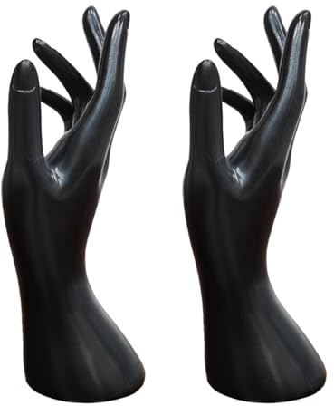 anneratteryer Armband Ausstellungsständer 2 Stück Schmuckhand Schmuckhalter hand Ringhalter Weibliches Handmodell Ringe Ausstellungsstand Ringhalter Armbandhalter für Ringe Ketten Armbänder(schwarz)