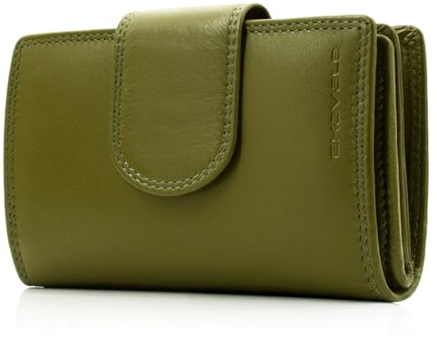 ekavale Geldbörse aus echtem Leder für Damen, Frauen Geldbeutel, Portemonnaie RFID (Pistazie)