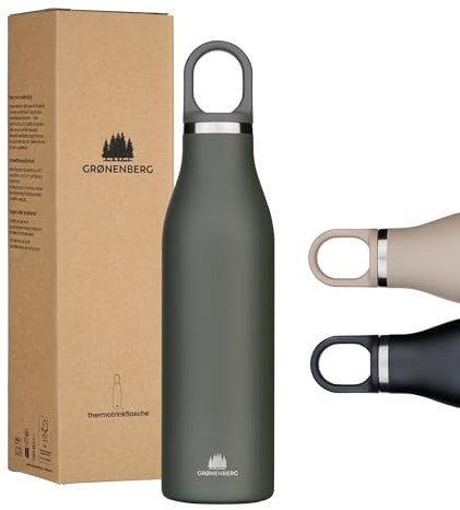 Groenenberg Termosflaska i rostfritt stål 500/750 ml | 100% läckagesäker | Termosflaska lämplig för kolsyrade drycker | Isolerande vattenflaska Sport