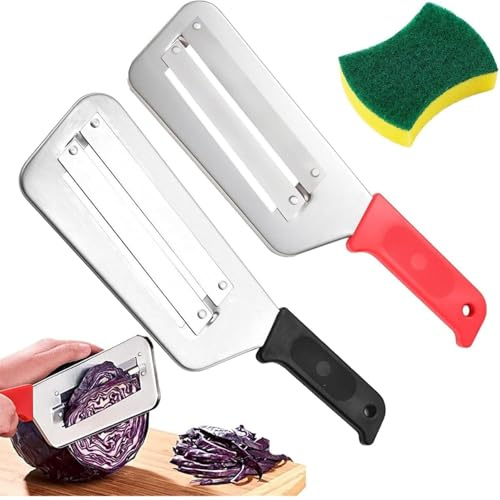 Taglierina a doppia lama per julienne, affettatrice a doppio strato in acciaio inossidabile, grattugia da cucina per cavoli, affettatrice multifunzionale per verdure (Mix)