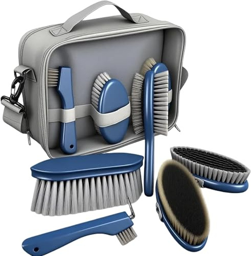 6-Piece Horse Grooming Kit With Hoof Pick, Double-Sided Comb, Brush, Sponge and Horse Comb, Perfect for Equine Tack Cleaning and Care