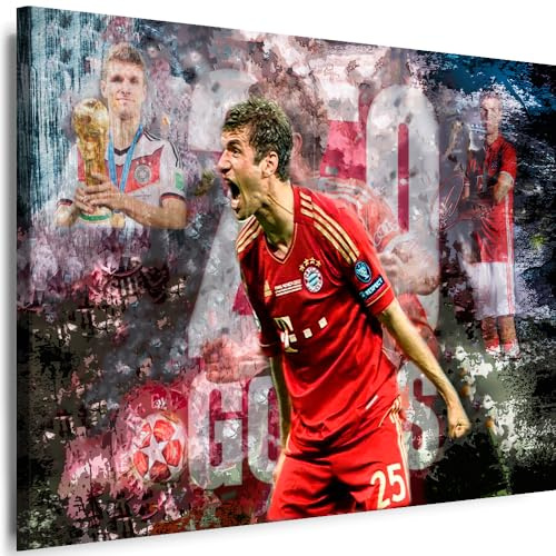 Myartstyle Leinwand Bilder Thomas Müller Fussball Spieler Sport Modern Kunstdruck Wandbilder (40x30 cm)