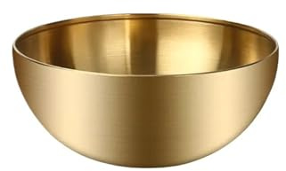 MOHUIED 15 Cm/20 Cm/24 Cm/28 Cm Edelstahl-Salatschüssel, Multifunktionale Kochschüssel, Nudelschüssel, Runde Goldene/silberne Schüssel für Servierschale Snackschale Dipschale(Gold 24cm)