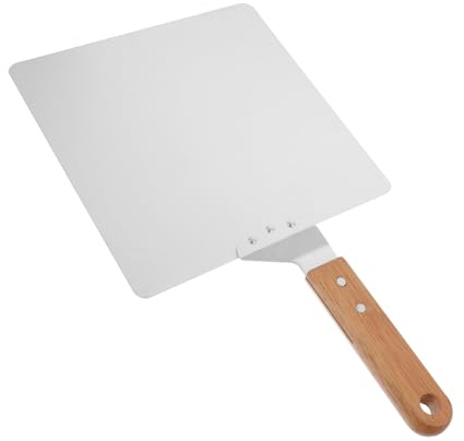 iplusmile Pala para Pizza Acero Inoxidable con Mango de Madera Ergonómico Pala Cuadrada Antideslizante para Horno y Cocina Herramienta para Transferir Pizzas y Panes Fácil Almacenamiento