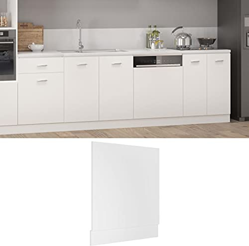 KTHLBRH Panel para Lavavajillas Lyon Blanco 59.5x3x67 cm Madera de Ingeniería - Panel Frontal Diseño Sencillo Integración Armarios Electrodoméstico Protección Duradero Fácil Limpiar