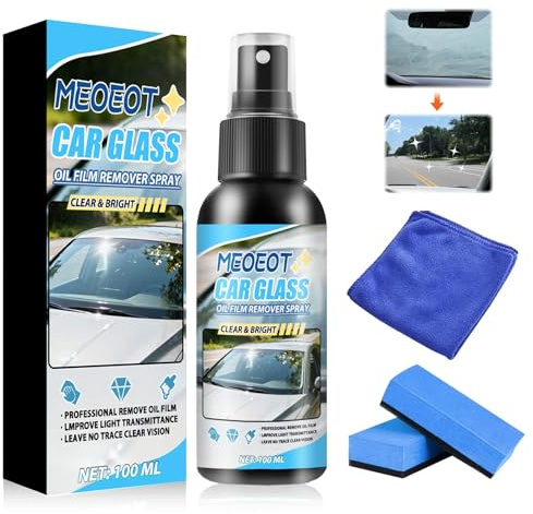 Meoeot Extra Stark Automotive Oil Film, 100ML Pulitore Vetri Auto, Car Glass Olio Film Emover, Appannamento Pulitore Idrorepellente Vetri Auto, per Parabrezza, Finestrini e Specchietto Retrovisore