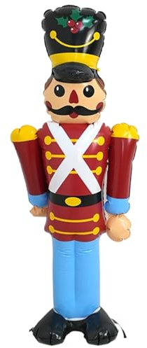 Casse-Noisette Gonflable de Noël de 3, 5 Pieds – Décor Dessin animé en PVC avec 2 Trous d'aération cachés pour fête Vacances sur pelouse intérieure/extérieure – Décoration Noël Casse-Noiset