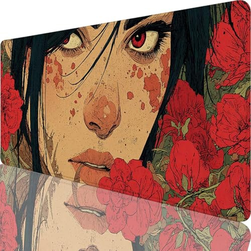 Tapis de Souris Gaming Rouge, Grand Tapis de Souris XXL 1200 x 600 x 3 mm, Dessin Animé Mouse Pad pour Clavier et Bureau, Gaming Accessoire, Améliore la précision et la Vitesse pour Gamer l-8420