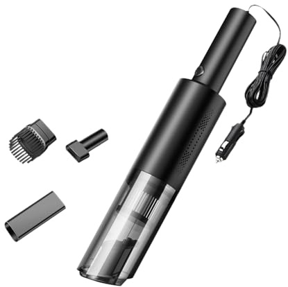 Aspirateur à main 120 W puissant aspiration 6000 Pa mini aspirateur de voiture USB avec filtre HEPA 2 têtes de brosse pour la poussière de poils d'animaux nettoyage de voiture de (Chargeur de voiture)