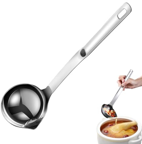 Edelstahl Öllöffel - Soßenkelle 25cm Soßenkelle Kochwerkzeug Fetttrennung | Mehrzweck Küchensieb für Suppe, Sauce, Fettentfernung, Zubereitung cul