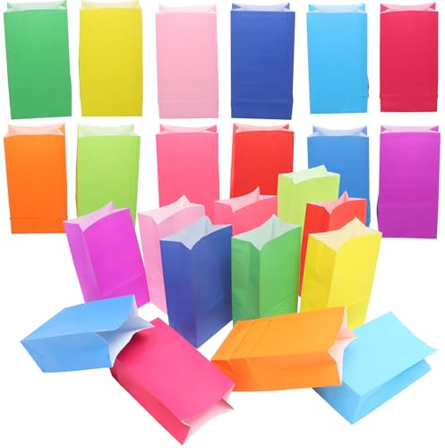 Gadpiparty 48 Stück Mehrfarbige Papiertüten aus Papier Wiederverwendbare Geschenktüten ohne Henkel Multifunktional für Party und Geschenkverpackung Zufällige Farbe