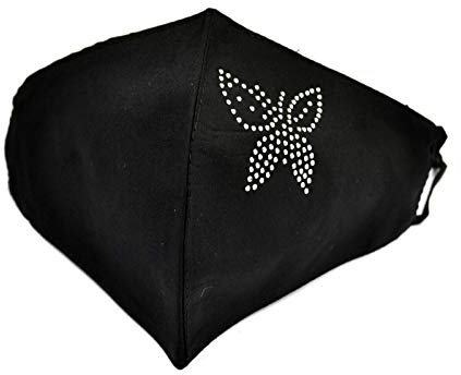 Euly Stoffmaske Mund-Nasen-Schutz Behelfsmasken waschbar wiederverwendbar Baumwolle Damen Herren Tröpchen Schutz Anti Staub resistent gegen Speichel Staubschutzmaske (Schmetterling Schwarz)