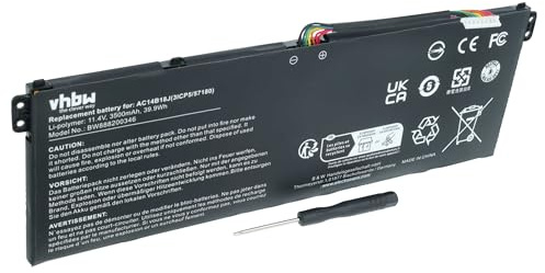 vhbw 1x Akku Ersatz für Acer AC14B13J, 4ICP5/57/80, AC14B18J für Notebook (3500 mAh, 11,4 V, Li-Polymer)
