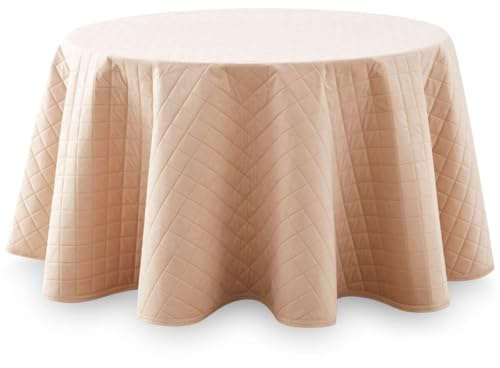 Lanovenanube Falda Camilla Velvet Acolchada, Enaguilla de Invierno Redonda, Medida 80 cm, Color Beig. Faldilla para Mesa Que Mantiene el Calor, de Tejido Aterciopelado y Tacto Extra Suave