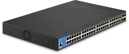 Linksys LGS352C-EU Switch di rete Gigabit gestito a 48 porte, 4 porte di uplink 10G SFP+, smart switch, sdoppiatore Ethernet con chassis in metallo, installazione su muro o scrivania