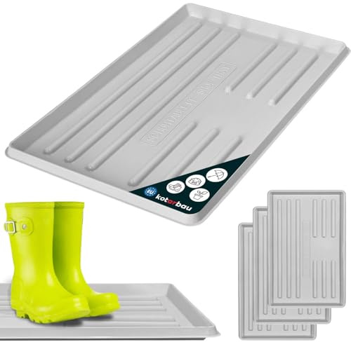 KOTARBAU® 3er Set Schuhabtropfschale - 60 x 40 cm - Abtropfmatte für nasse Schuhe - Schuhablage für Herbst & Winter - Schuhmatte aus Kunststoff - Schuhtablett - Schuhwanne für Flur - Grau