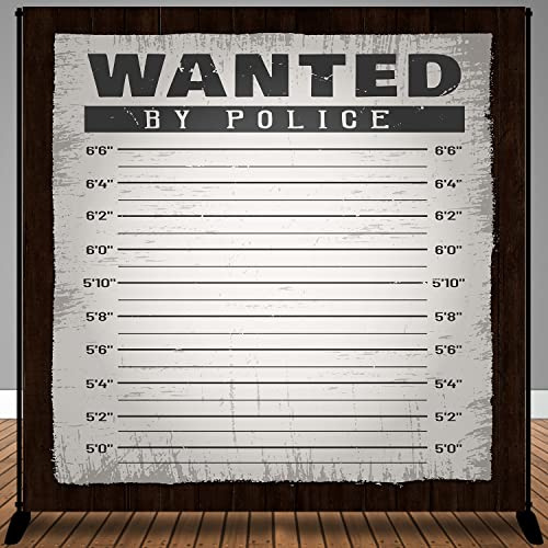 MTMETY Wanted by Police Backdrop Mugshot Height Chart Poster Background Western Cowboy 10x10ft Birthday Wedding Bachelorette Party Decoration Photo Booth Studio Props Cake Table Banner LSME1594
