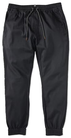 Volcom Frickin Slim Jogger Pants – Tapered Fit with Drawstring Waist, Elastic Cuffs, and Recycled Stretch Fabric Pantalons, Charbon 1, M Homme