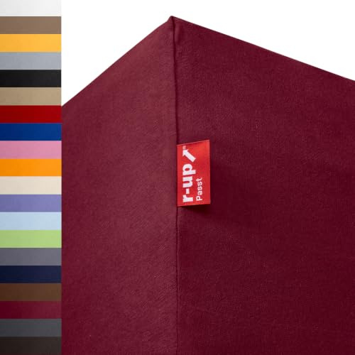 r-up Passt Spannbettaken 120x200-130x200 Bordeauxrot | 100% Baumwolle, 130g/m² Tuchgewicht, bis 35cm Höhe, viele Farben, OEKO-TEX, stressfrei auch für hohe Matratzen
