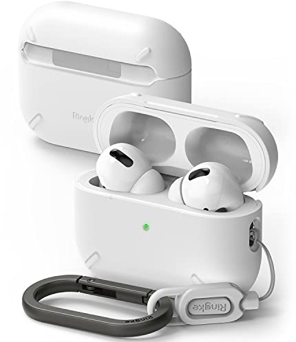 Ringke Layered Case Compatibile con Cover AirPods Pro 2, Custodia Trasparente PC Rigida con Moschettone Portachiavi per AirPods Pro 2a Generazione - White Bianca