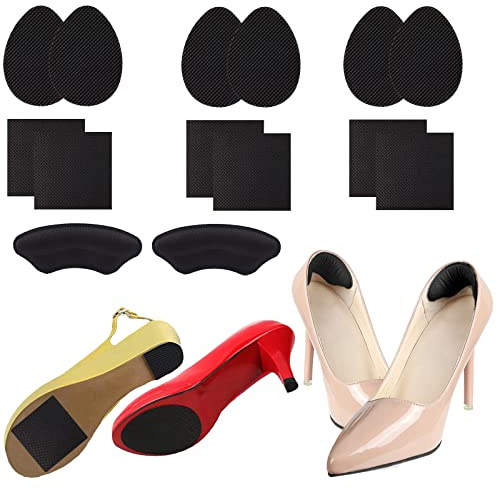 DKDDSSS 12 Stück Anti Rutsch Sohle Pads,Rutschfeste Sohlen-Aufkleber,With 2 Fersenschutz Einlegesohlen, Anti Slip Pads Für Schuhe und High Heel,Männer und Frauen
