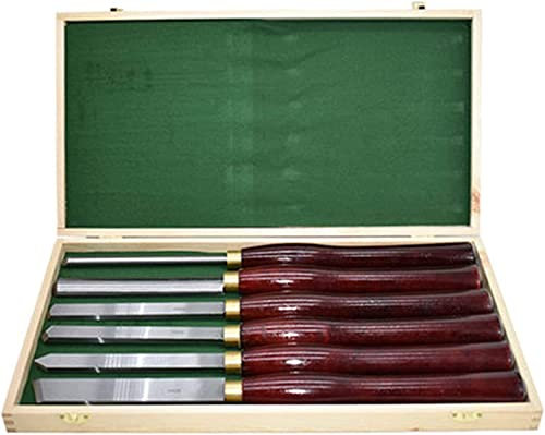 OITTo 6-teiliges Drechselbank-Meißel-Set, Drechselmeißel-Drehmaschine mit Holz-Aufbewahrungskoffer Holz-Drechselwerkzeuge für Gouge Skew Abstechspeer Hartholzgriffe Messingzwinge