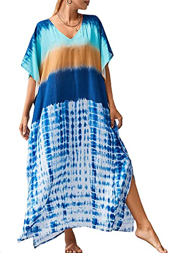 FSMO Dam elegant strandponcho etniskt tryck lös kaftan smock sommar maxiklänning