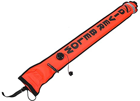 KIMISS 5FT High Visibility, Scuba Diving SMB Signal Marker Buoy Inflatable Tube, Signal Marker Buoy (Red) (Red)