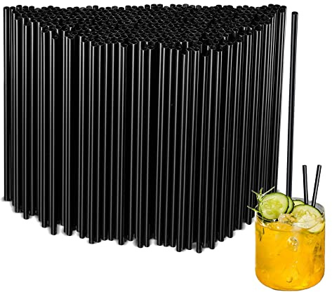 500Pcs Black Disposable Straws，5.12’’ Straight Flat Straw,0.16‘’ Diameter, For Kitchen,Bar,Club,Drinks, Milk, Soda, Party, Whiskey (500, 5.12'')
