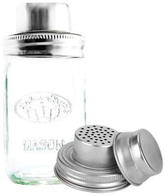 Two Lumps of Sugar Stainless Cocktail Shaker Lid Regular Mouth - Mason Jar Shaker Lids Set for Cocktails and Seasonings, Leak-Proof with Built-In Strainer, Perfect for Bar Tools and Bartender Kit