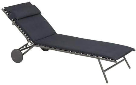 Lafuma MOBILIER - Gepolsterte Sonnenliege/Gartenliege - Miami II - BeComfort® - Grau Dark Grey LFM5173_8902-5 Jahre Garantie | Hergestellt in Frankreich – Grau – Matratze << Wabenstruktur > > hoher Komfort, 3 Lagen